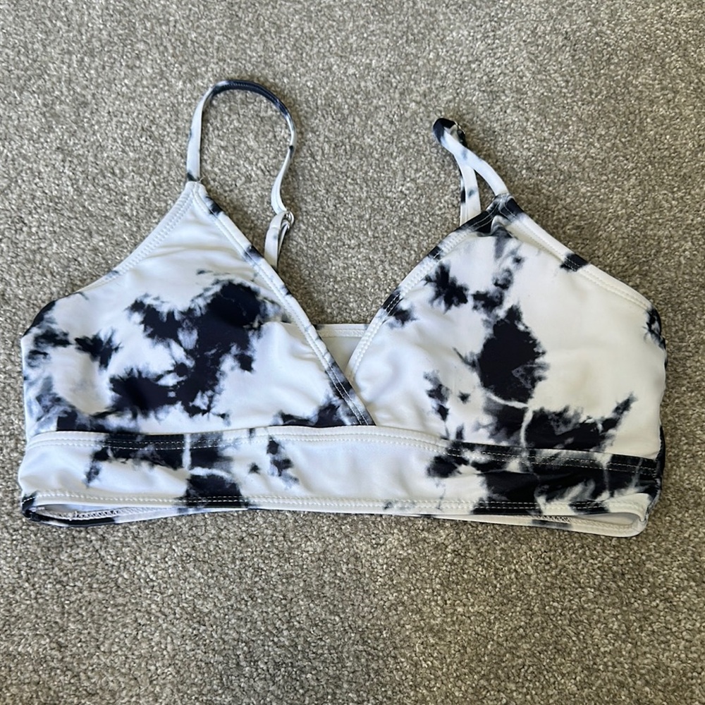 Black and White Tie-Dye bathing suit top